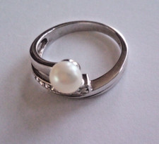 925 Sterling Silver Ring with Freshwater Pearl CZ Pave