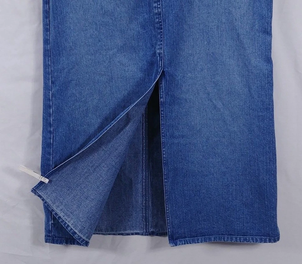 Falda vaquera deportiva Villager talla 12 para mujer falda vaquera azul larga abertura de 17" Foto 3 de 4