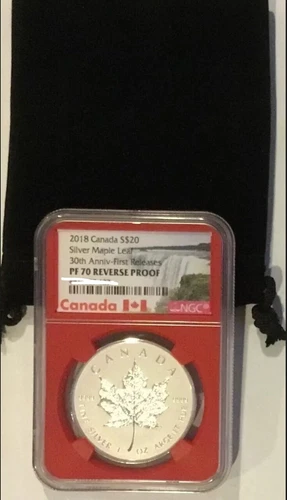 2018 Canada $20,1oz  Silver Maple Leaf NGC PF70 Rev 30th Anniversary- First Rel!