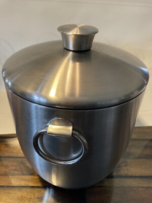 Ice Bucket Stainless Steel Heavy Insulated Lid Tonge s, Ring Handles. Party