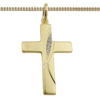 Kinder Kreuz AnhäNger Zirkonia Zur Kommunion Echt Silber 925 Vergoldet Mit Kette