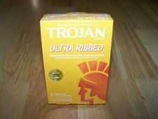 TROJAN ULTRA RIBBED LUBRICATED LATEX CONDOMS 5 COUNT SEALED EXP 10/2025