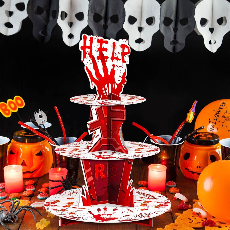 3 Tier Halloween Cupcake Stand Frozen Centerpieces Birthday Party