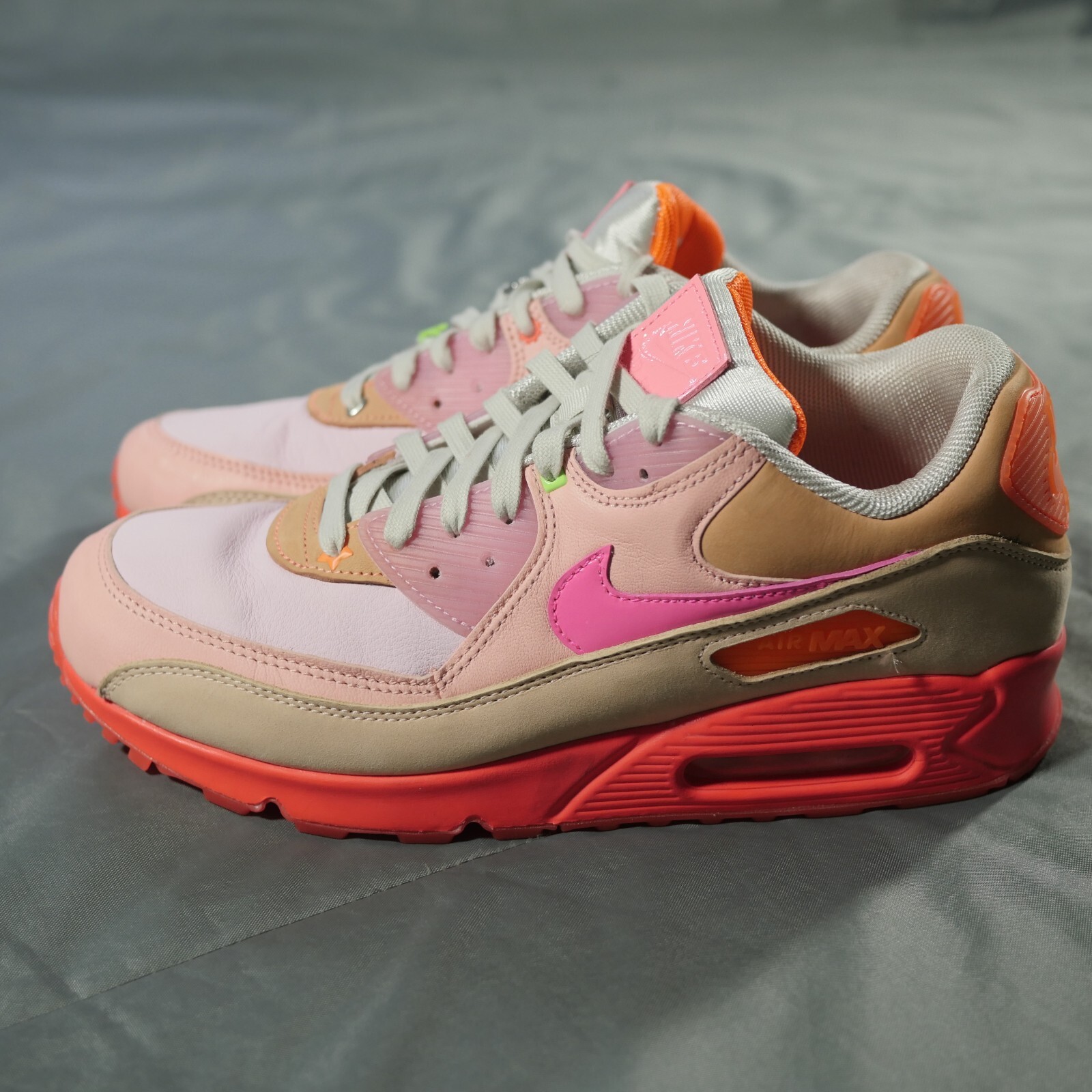 Scarpe Nike Air Max 90 donna 12 rosa cremisi brillanti pony sneakers runner