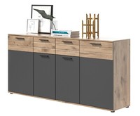 Sideboard Anrichte Eiche Grau Kommode 180 Cm 4-TüRig Stauraum Soft-Close Tomaso