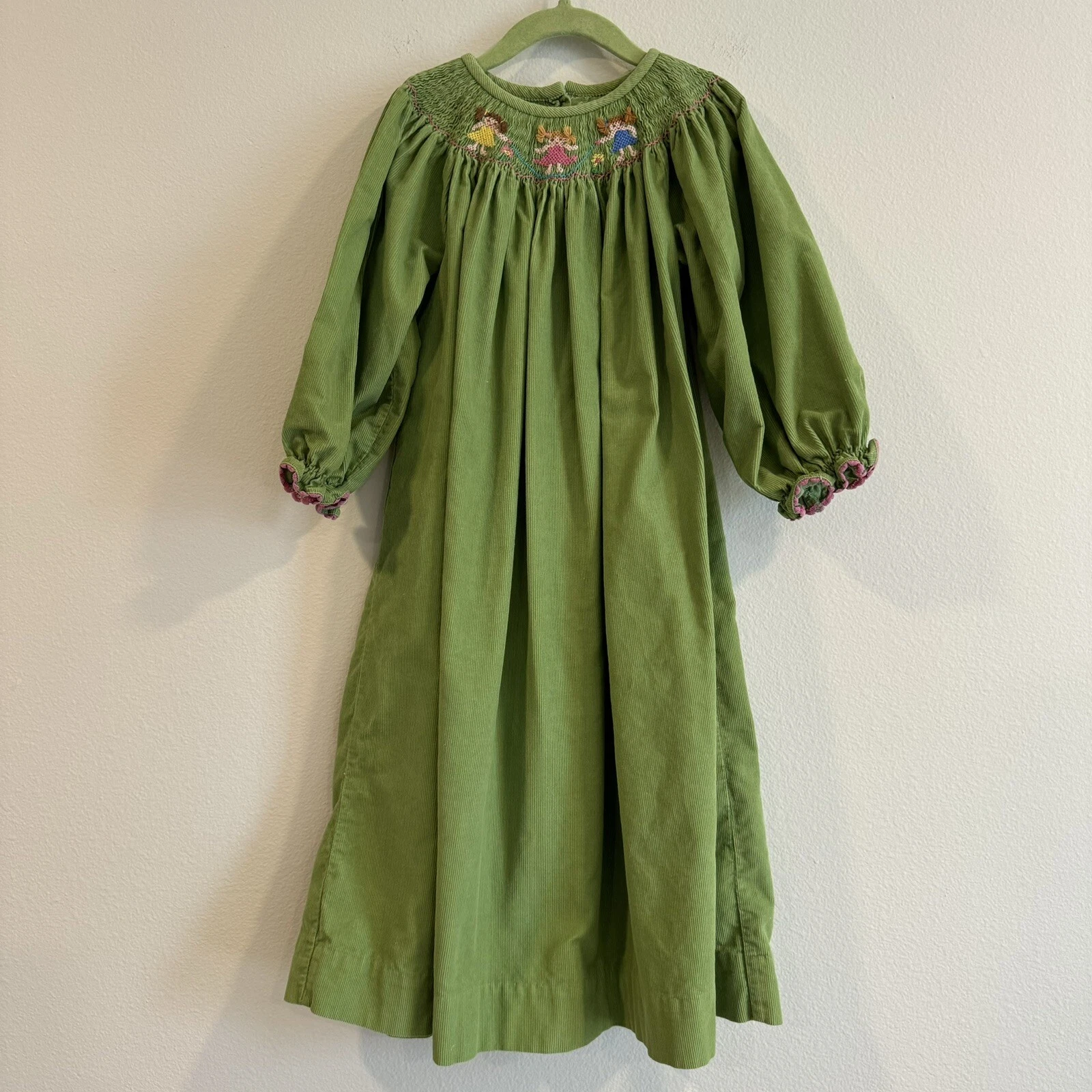 Secret Wishes Corduroy Dress smocked neck along Sleeve 6X