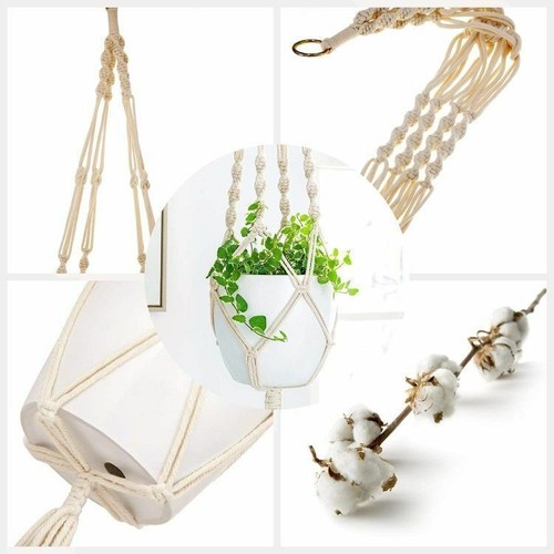 3 Pack Macrame Plant Hanger Flower Pot Holder Hanging Jute Rope Wall Art Garden - Picture 6 of 12