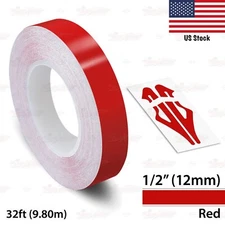 1/2" Roll Vinyl Pinstriping Pin Stripe Solid Line Tape Decal Sticker 12mm RED
