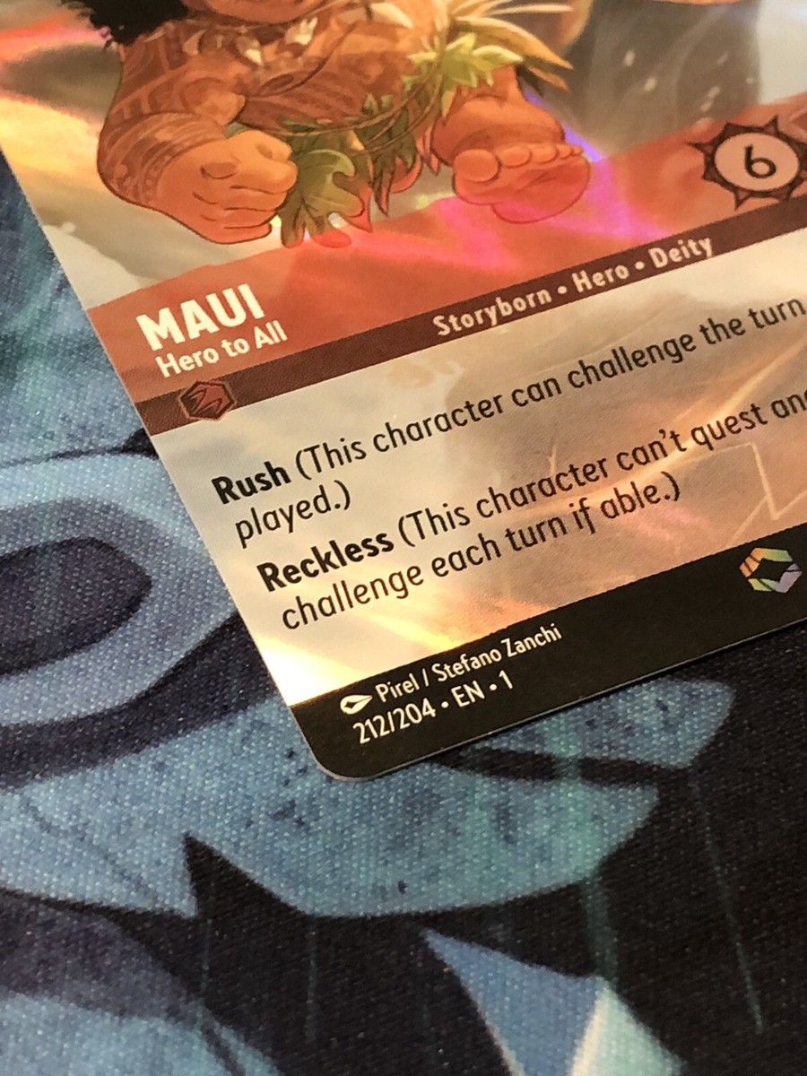 maui lorcana card Disney Playmat - holofoil pattern or surface detail) Maui - Hero to All