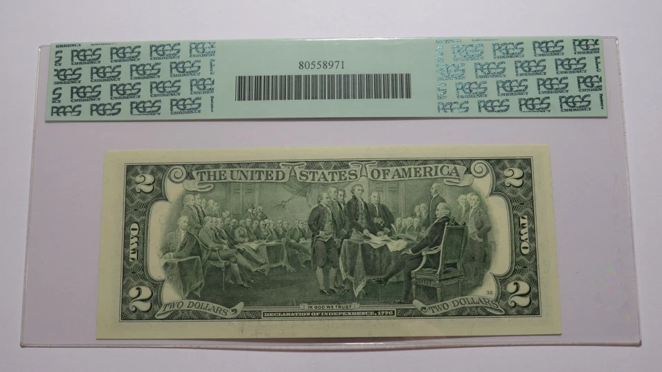 $2 2003 Radar Serial Number Federal Reserve Currency Bank Note Bill PCGS NEW58 - Image 3 of 3