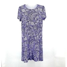 Michael Michael Kors Purple Paisley Print Shirt Dress M Pullover Casual Office