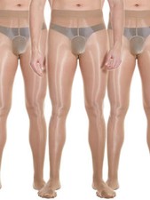  3 Pack Men's Stretch Shiny Pantyhose Nylon Stockings Tights Penis Sheath Pouch