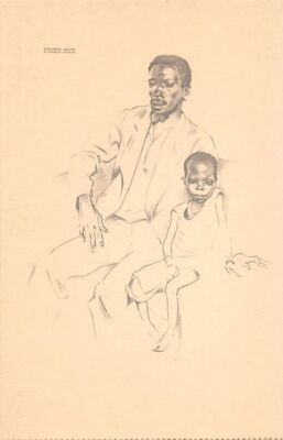 Angola - Calungeia, native woman, and his daughter Sagala - Drawing by Eduardo M