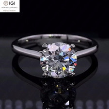 IGI 2.00Ct Round Cut E VVS2 Lab Grown Diamond Engagement Ring Solid 950 Platinum