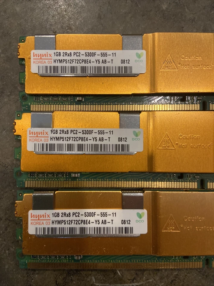 3GB Hynix HYMP512F72CP8E4-Y5  3X1GB PC2-5300F-555-11 P/N: 398706-051 - Image 2 of 2