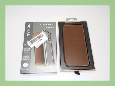 NEW Genuine Nomad Horween Clear Leather Folio Case for Samsung Galaxy S9 - Brown