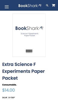 BookShark Extra Science F Experiments Paper Packet
