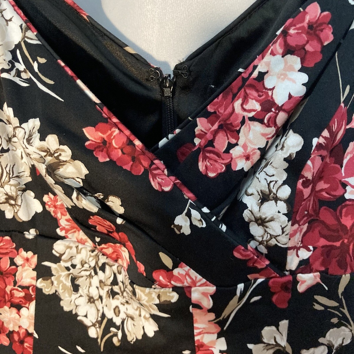 WHITE HOUSE BLACK MARKET black pink white floral a-line dress 00 | eBay