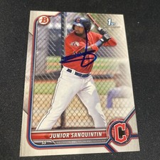 2022 Bowman 1st #BP-80 Junior Sanquintin - Cleveland Guardians Signed Auto