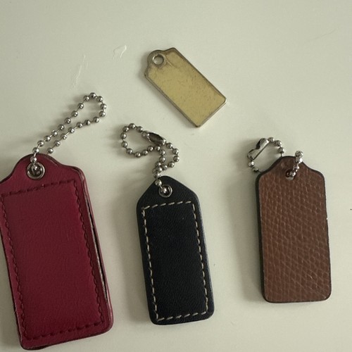 Lot Of 4 COACH Handbag Hang Tags Bag Charms Dark Brown, Black, Red & Gold - Picture 2 of 3