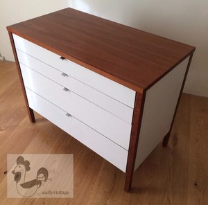 Florence Knoll Dresser 224 2 Drawer White Walnut Vintage 1960 1970