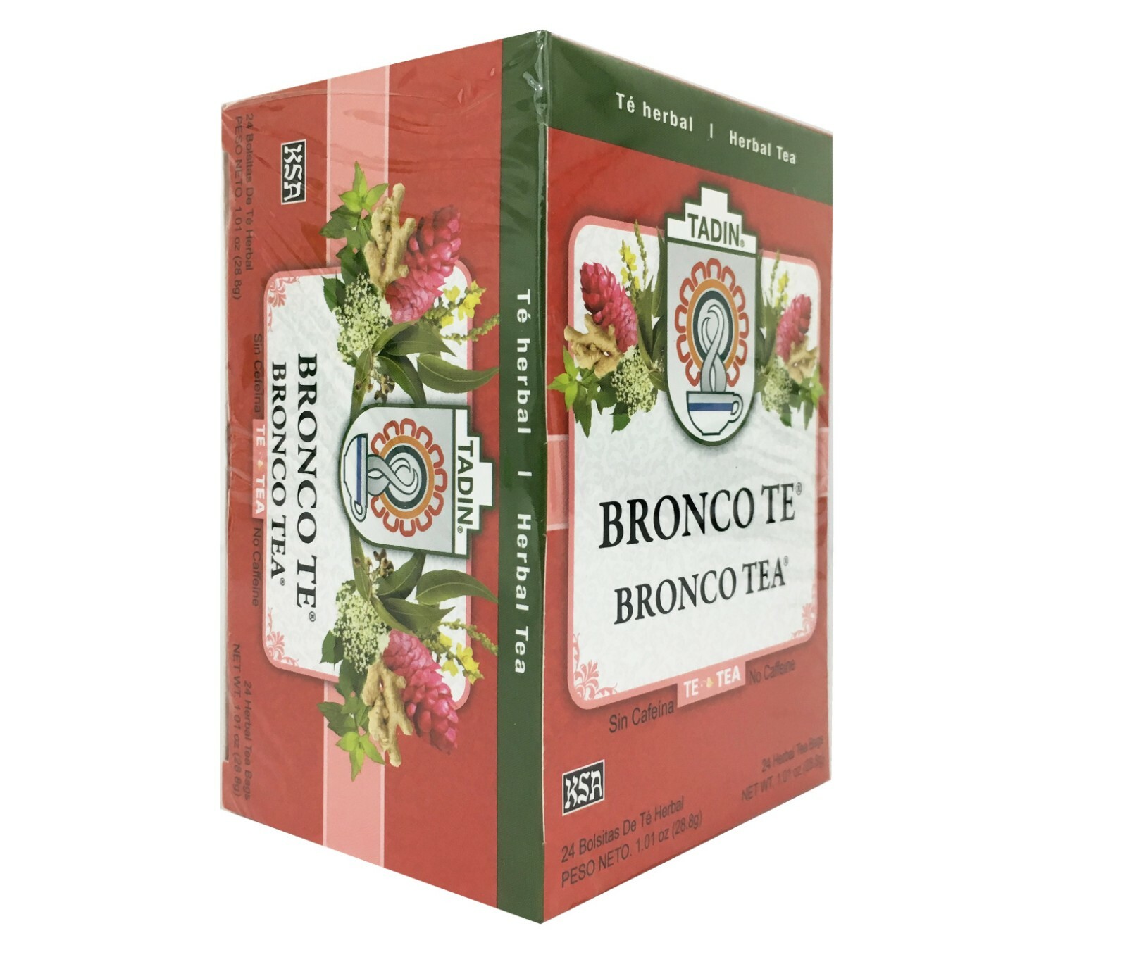 Tadin Bronco Te Herbal Tea, Made in USA 24 Bags  (6 BOXES)   Best by 12/2026
