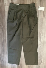 A New Day Womens High-Rise Pleated Straight Chino Pants, Olive Size 6R