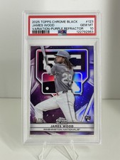 2025 Topps Chrome Black 54/75 James Wood Purple Refractor RC PSA GEM MT 10