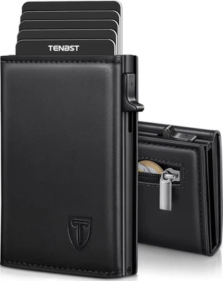 Portefeuille Homme Cuir RFID - Porte-Cartes Pop-Up Automatique - Boîte Cadeau - Photo 1/4