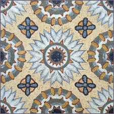 48" Handmade Floral Marble Mosaic Tile: Geometric Inlay