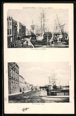 Ansichtskarte Bideford, The Quay 1800 and in the present 1906 