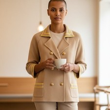 Marc Jacobs Wool Knit Double Breasted Shacket Blazer Camel & Butter Yellow, W-M