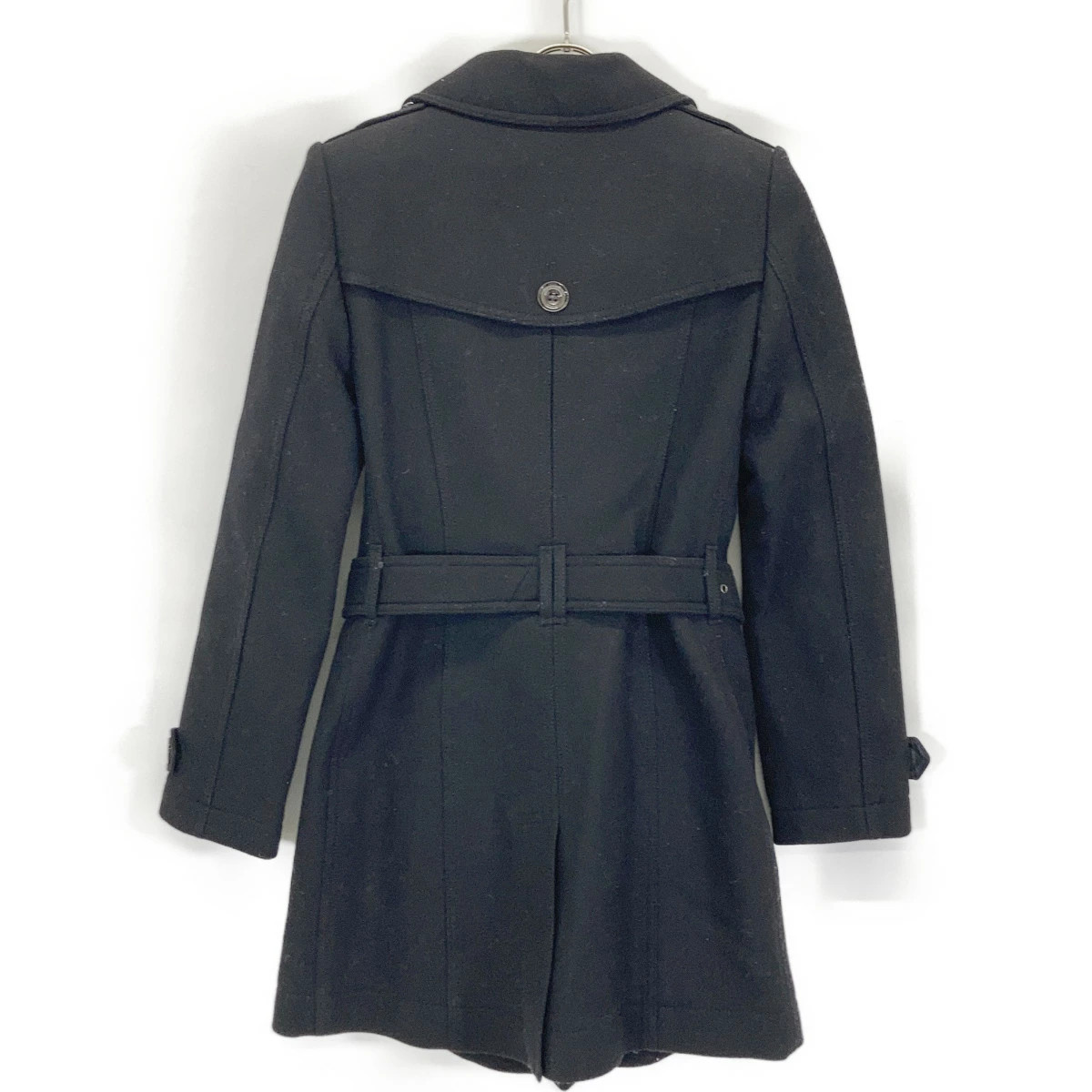 BURBERRY BRIT 3965631 Black Wool Double Breasted Peacoat Coat 32 Black Women's [ thumbnail 2