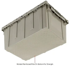 Attached Lid Shipping & Storage Container, 27-3/16"x16-5/8"x12-1/2", Gray