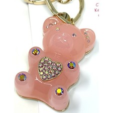 Betsey Johnson Gummy Bear Key Fob Backpack Bag Charm Pink Gold Tone Crystals NWT