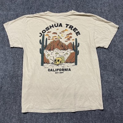 RSQ Creative Action Network T Shirt Mens Medium Beige Cotton Joshua Tree Graphic