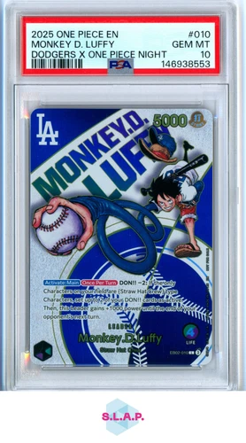 MONKEY D. LUFFY DODGERS X ONE PIECE NIGHT PROMOS EN EB02-010 2025 PSA 10