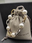 David Yurman Madison 925/18K Pearl Station Chain Bracelet 9"
