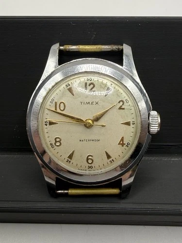 Vintage 1950s Timex Marlin Manual Watch Working With No Band.  Needs Battery