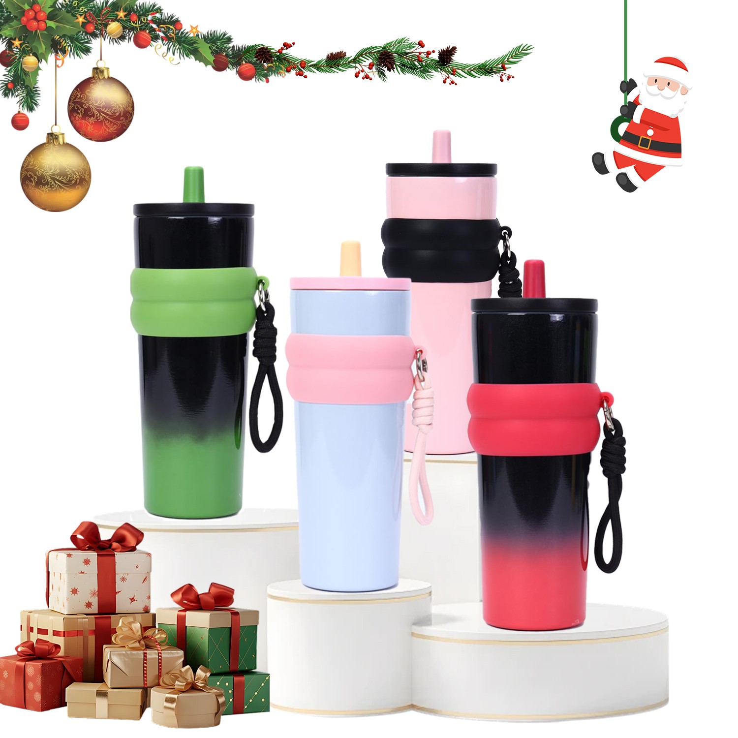 Large Capacity Stainless Steel Insulated Water Bottle,Portable Outdoor Straw Cup