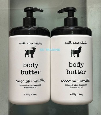 2-Pk Milk Essentials ~ Goat Milk Coconut Oil Infused BODY BUTTER Coconut Vanilla