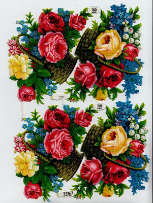 Glanzbilder : PZB -  Nr. 33767 ,  '' Blumenkörbe ''