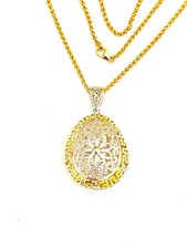 3ct Diamond Jewelry Faberge Egg Pendant Necklace Fine Silver Diamond Jewellery