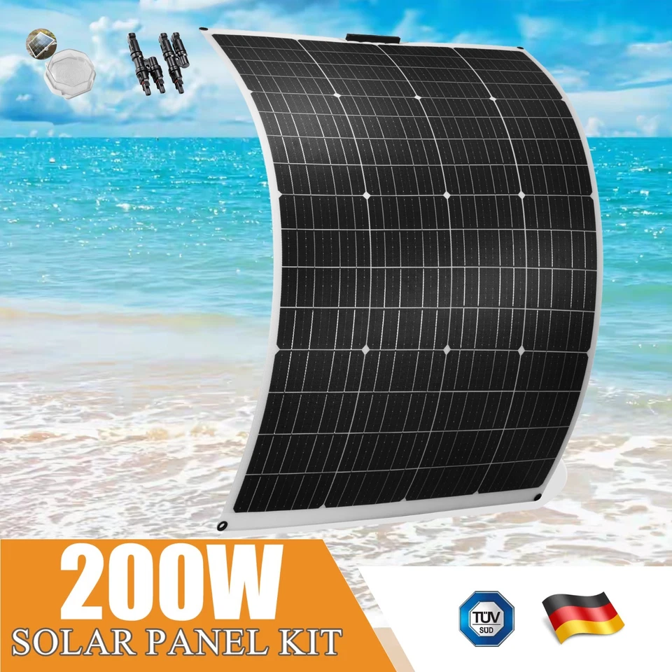 SARONIC 200W Solarpanel Flexibel Monokristallin Solarmodul für Wohnmobil Balkonkraftwerk