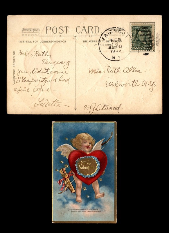 Mayfairstamps US 1900 Fairport to Walworth Cupid Valentine Postcard cca_05573