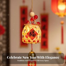 Tkanie bambusowe wiszące, czerwone owoce, noworoczne dekoracje drzwi, świąteczne majsterkowanie zrób to sam