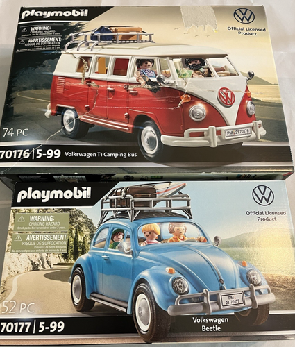 Lot De 4 Playmobil Volkswagen : Bus T1, Coccinelle Et éditions Spéciales (70176, 70827, 70828, 70177) Neufs
