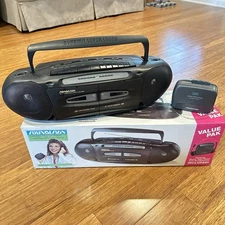 Soundesign Value Pak Portable AM/FM Stereo Twin Deck Cassette /Personal Cassette