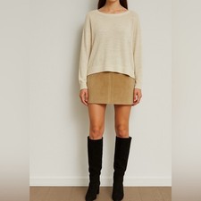 Anthropologie Moth Cream Loose Fit Lightweight HI-Low Hem Sweater Size M