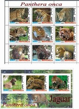 Stamp blocks complete Jaguar Mongolia Fauna 2012 issue